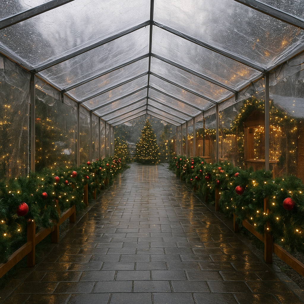 Tarpaulin Covered Walkways for Rainy Christmas Events
