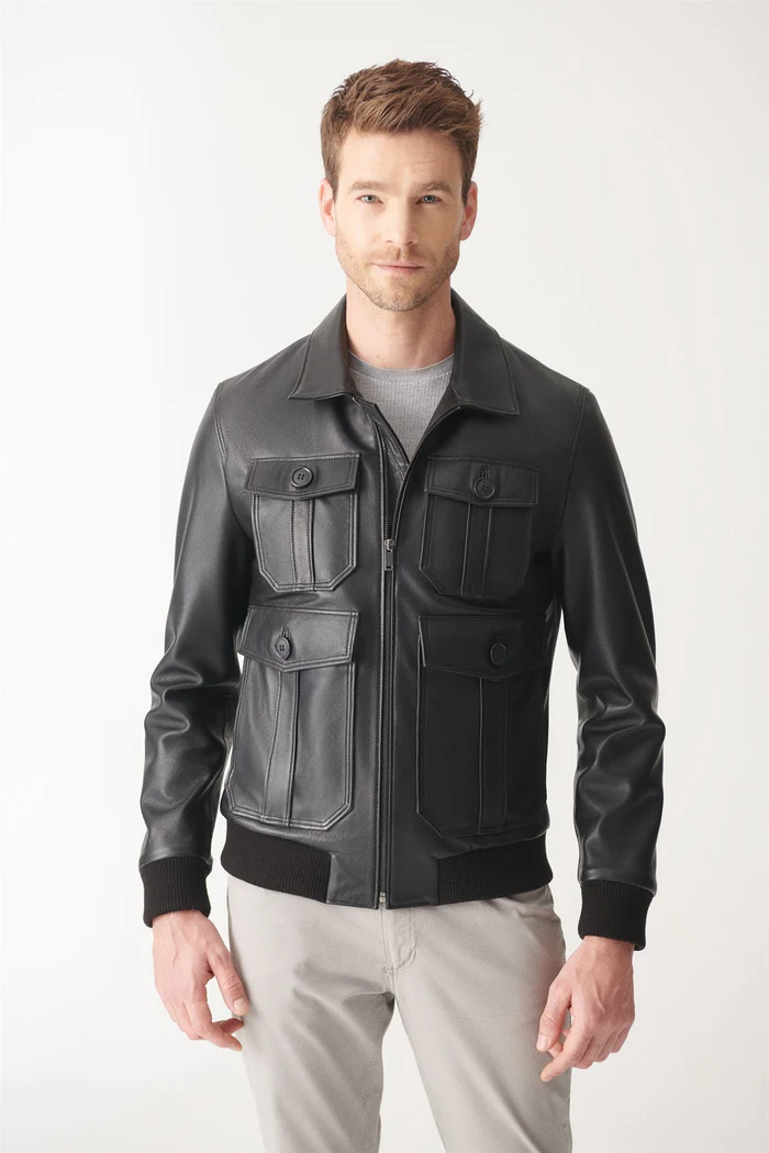 Shop Luxury Men’s Bomber Leather Jackets Online: