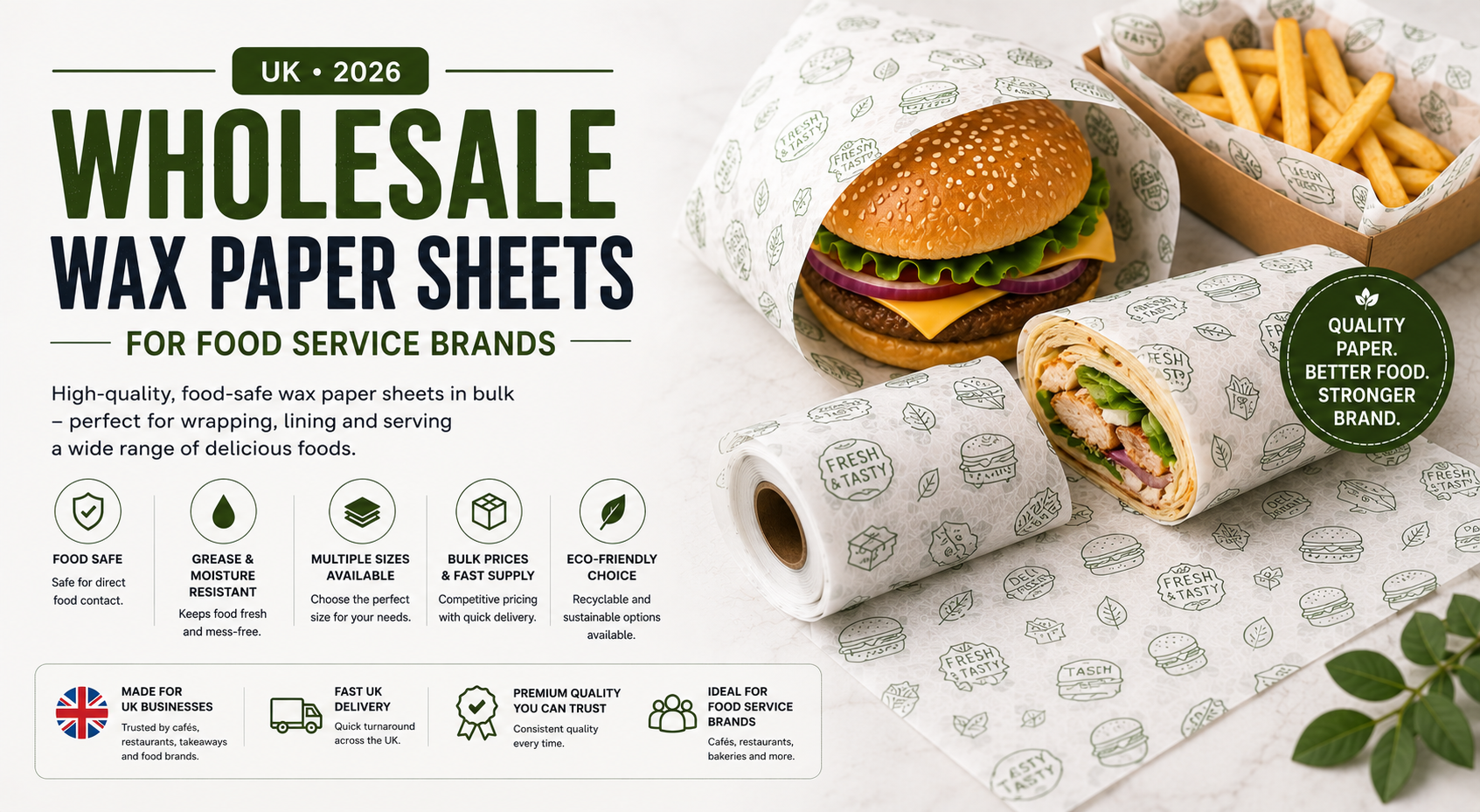 Wholesale Wax Paper Sheets for Food Service Brands (UK, 2026)
