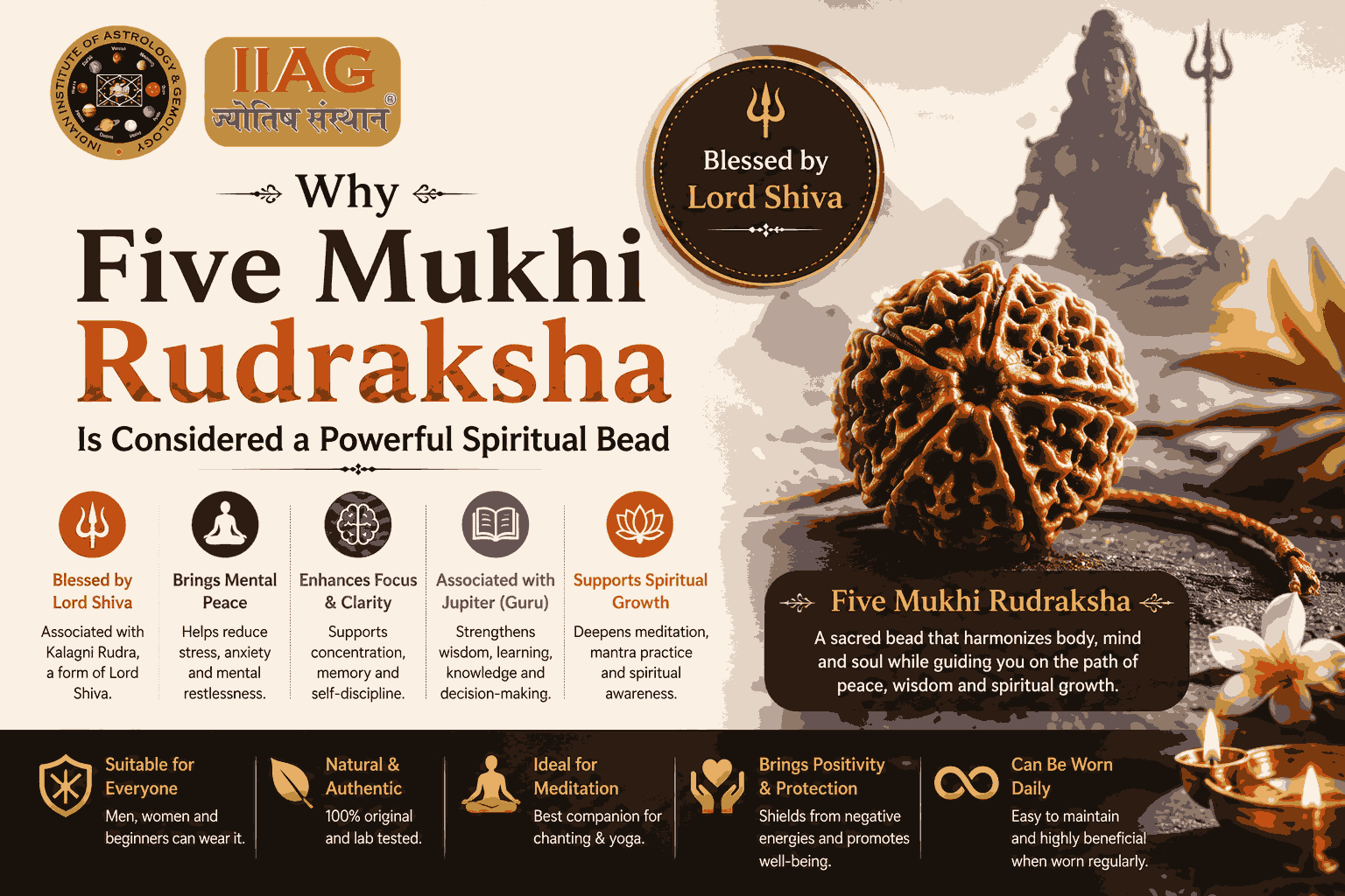 Buy 5 Mukhi Rudraksha Online: Original Panchmukhi Rudraksha