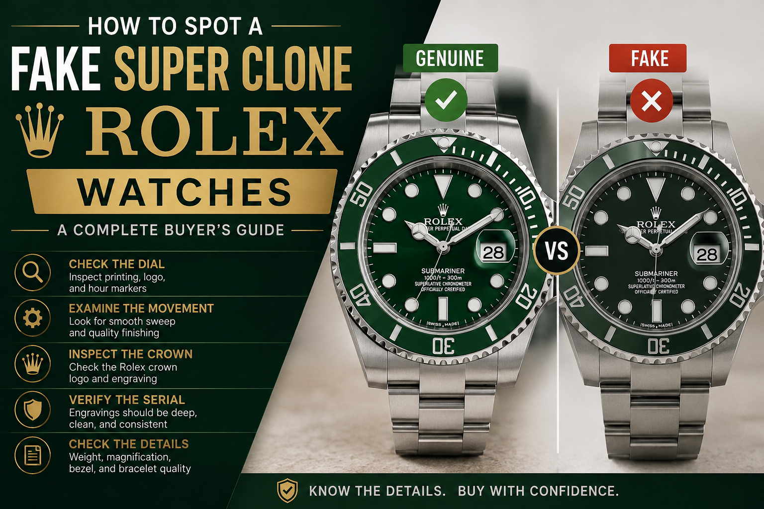 How to Spot a Fake Super Clone Rolex Watches: A Complete Buyer’s Guide