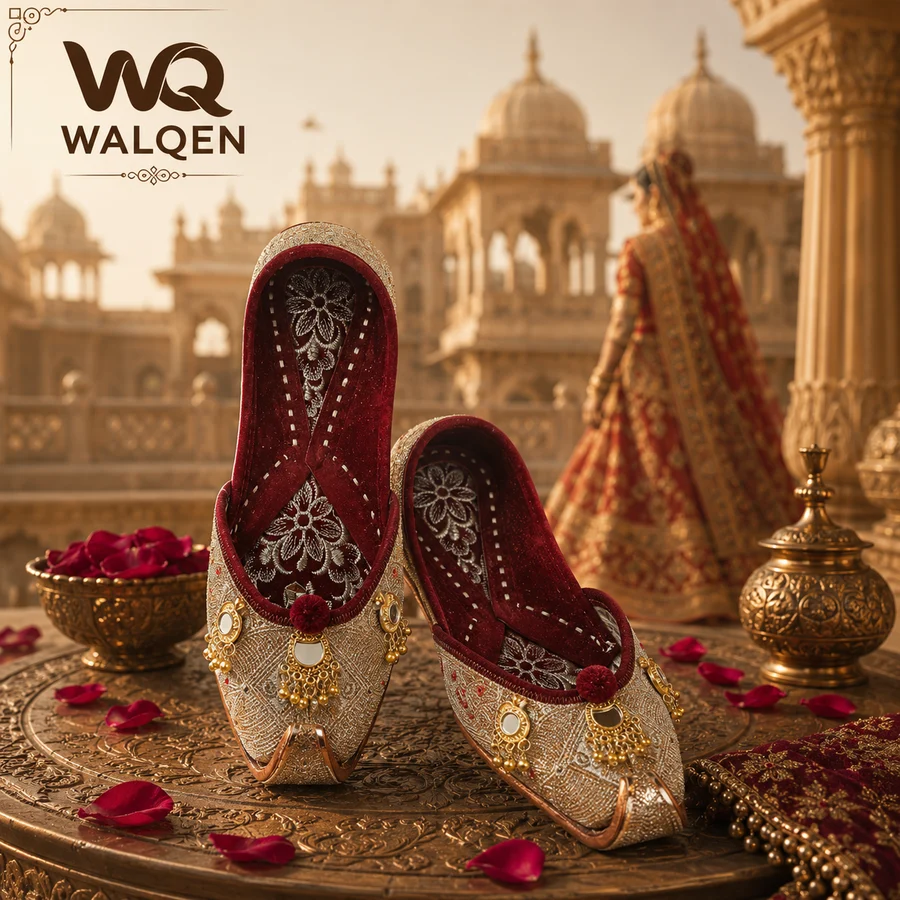 Noor-e-Zari Handcrafted Leather Punjabi Jutti by Walqen: Where Heritage Meets Style