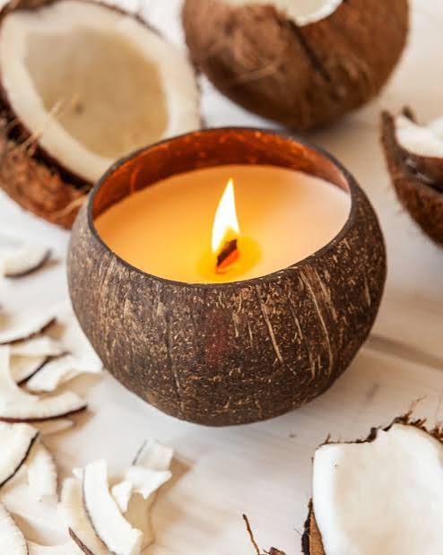 Natural coconut shell candle with coconut fragrance eco-friendly handcraft candle 