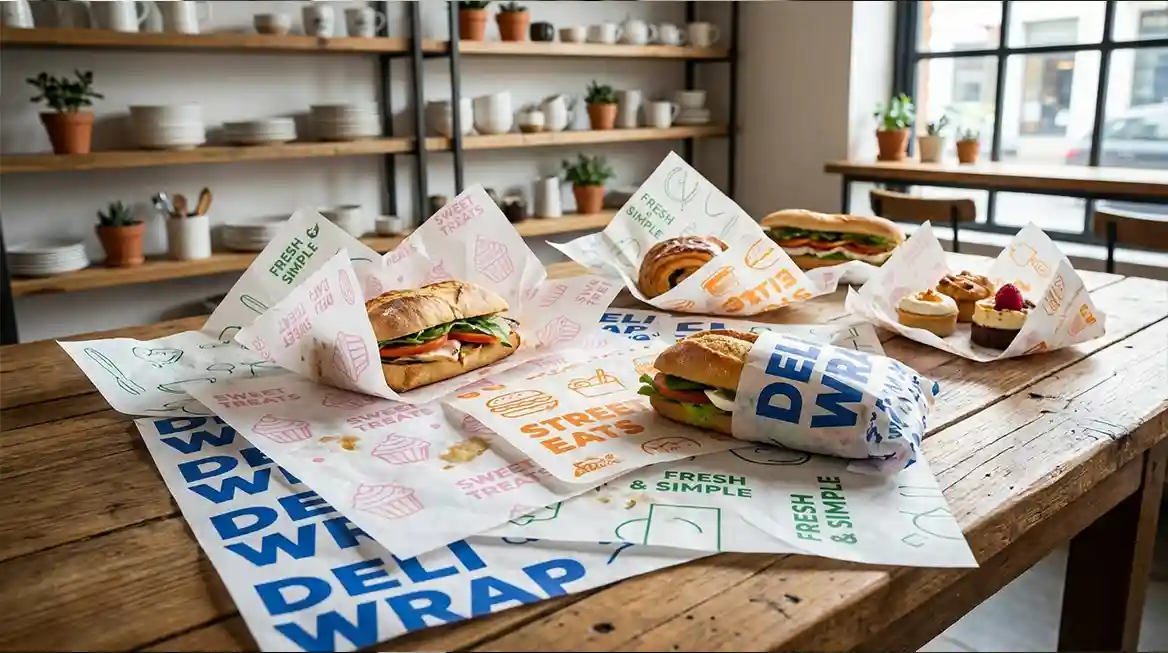 Custom Food Wrapping Paper Sheets for Sandwich Shops UK
