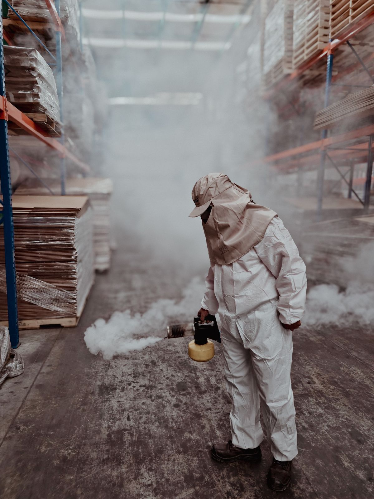 bed bug heat treatment houston technician fumigating a room