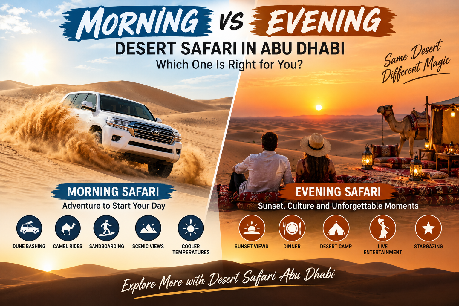 Morning vs Evening Desert Safari in Abu Dhabi: Which One Is Right for You?