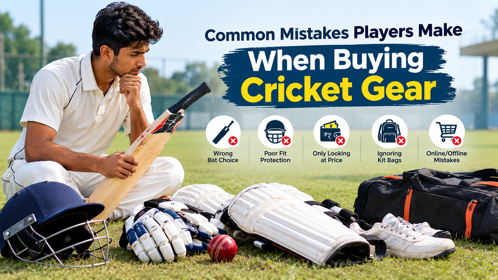 Common cricket gear buying mistakes involving bats pads gloves and kit bags